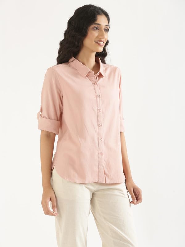 Image of SAADAA Airy Linen Shirt | Solid Regular Fit Casual Shirts Stylish for Women