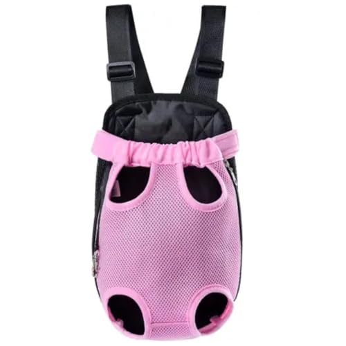 Mochila Canguru para Transporte de Cachorros e Gatos, Tecido Acolchoado e Respirável, Alças Ajustáveis, Usada tanto na Frente Quanto Nas Costas, Passeio Com Seu Pet- QH Shopp (Rosa Claro, G)
