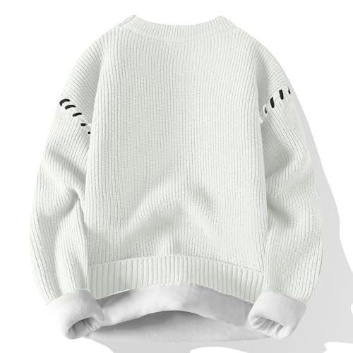 Sweater Men Crew Neck Long Sleeve Sweaters Textured Pullover Sweater Cable Knit Pullover Plus Size Warm Winter Tops3
