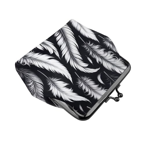 Pu Leather Buckle Coin Purse Floating-Feather Girls Kiss-Lock Change Purse Wallets3