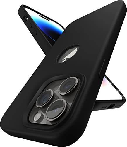 Image of eller sante Liquid Silicon Logo-Cut for iPhone 14 Pro Case Cover, Soft TPU, Shockproof, Scratch Resistant, 6 Feet Drop Protection, Compatible with iPhone 14 Pro Back Cover - Black