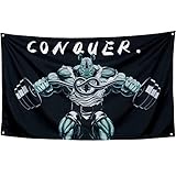 FULAISMGS Home Gym Decor Flags and Banners 3x5 FT Rhino Lifting Weightlifting Conquer Motivational...