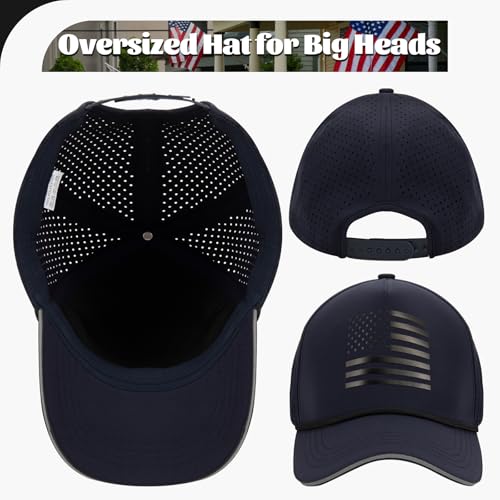 Image of Oversize XL XXL XXXL American Flag Trucker Hat, 250th Anniversary Snapback Hats, Large USA Baseball Cap for Men Big Heads