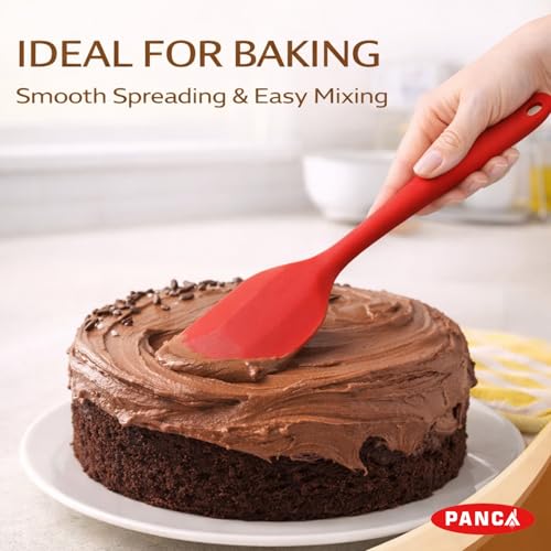 Image of PANCA Silicone Spatula Set of 6, Heat Resistant Kitchen Spatulas for Cooking, Baking & Mixing, Non-Stick Safe, BPA Free, Seamless One-Piece Design, Durable Flexible Utensils, Red