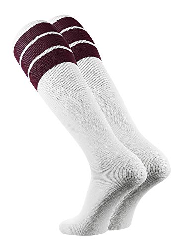 Image of TCK Retro Tube Socks with Stripes for Men & Women - 3 Stripe, 70's 80's Deadlift Socks