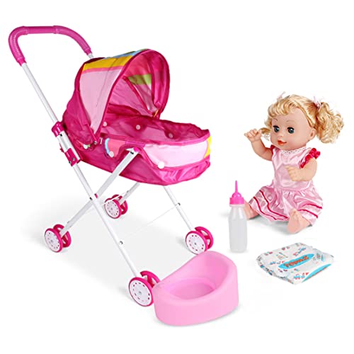 Poussette pour poupées ensemble de landau imprimé cœur idée cadeau