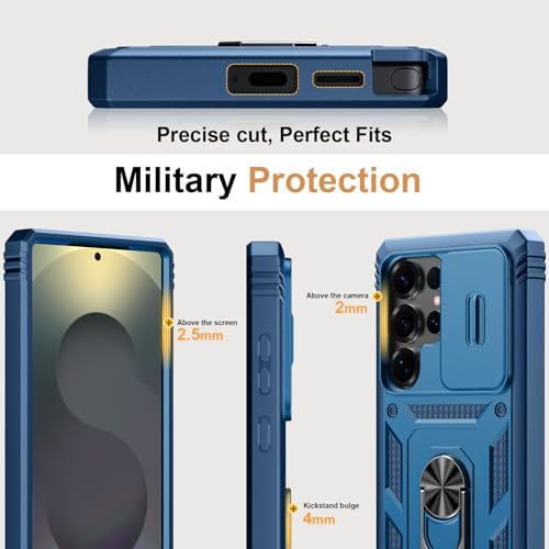 PASNEW Case for Samsung Galaxy S25 Ultra,Kickstand & Slide Camera Cover,Multi-Layer Armor Military Heavy Duty Rugged Shockproof Protective Hard Shell for S25Ultra 6.9",Blue by PASNEW - Used condition - Image 4