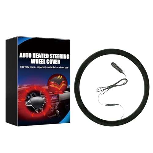 Housse Chauffante pour Volant De Voiture | 12 V Couvre Volant Voiture pour Hiver Chauffant | Antidérapante Chauffage De Volants De 15 Pouces | Chauffe-Mains...