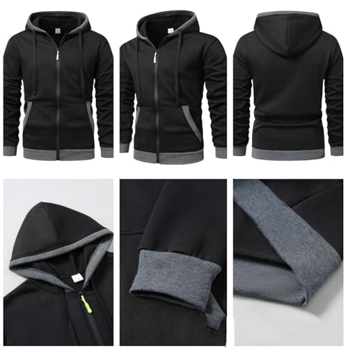 Mens Zip Up Long Sleeve Hoodies Fall Casual Drawstring Sweatshirt Jackets Fashion Loose Fit Outfits Clothes3
