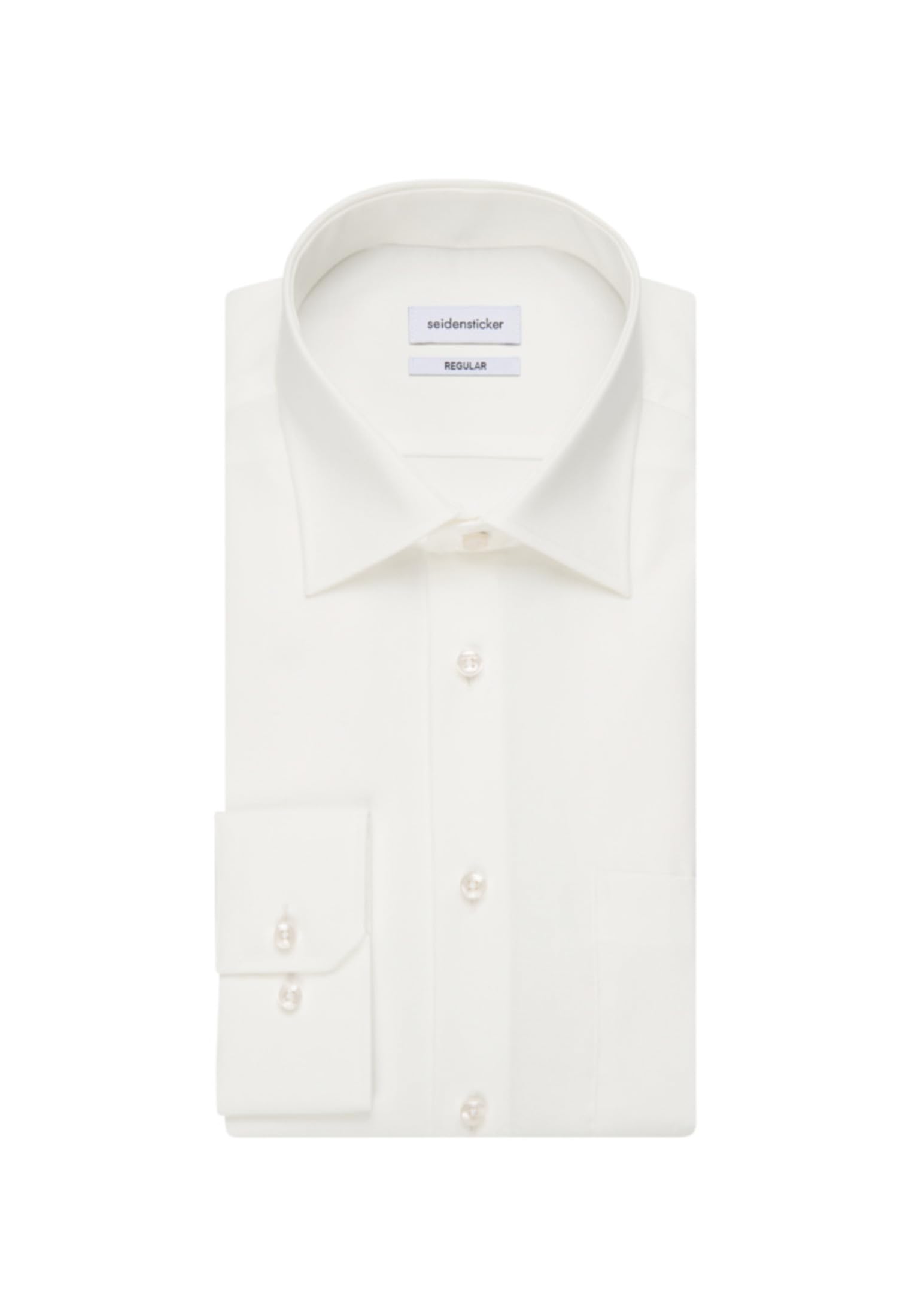Seidensticker Herren Business Hemd Modern Fit - Bügelfreies Hemd mit geradem Schnitt, Kent-Kragen & Brusttasche - Langarm - 100% Baumwolle, Weiß (Ecru), 42 cm
