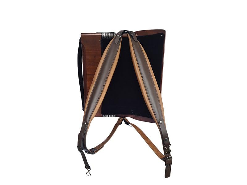 Generisch Cinghia a fisarmonica in velluto marrone di alta qualità, regolabile 109-114 cm, larghezza 8 cm, per fisarmonica 96-120 bassi, con connettore posteriore, durevole, confortevole, ideale per