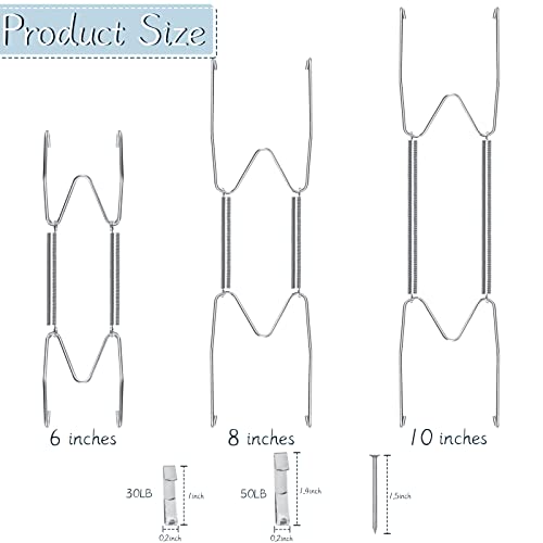 Hotop 12 Pcs Plate Hangers for The Wall 6, 8, 10 Inches Sliver Wall Invisible Heavy Duty Stainless Decorative Wire Plate Hangers Stainless with 12 Pcs Hooks with Nails for Indoor Decorative