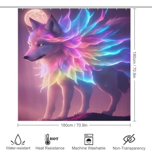 Rideau de douche loup imperméable en polyester lavable 183x183cm