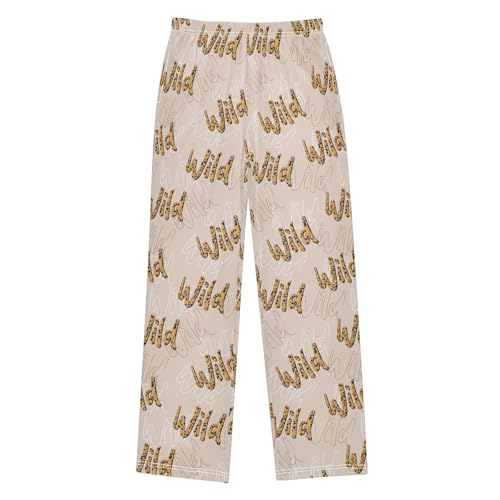 ZZXXB Wild Leopard Print Boys Long Pants Soft Trousers Elastic Waist Kids Lounge Bottoms with Pockets S-XL