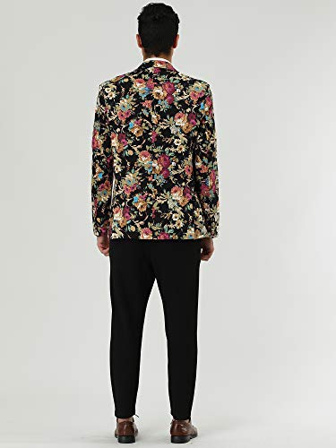 uxcell Men's Suit Blazer Slim Fit Floral Printed One Button Prom Jacket Sport Coat4