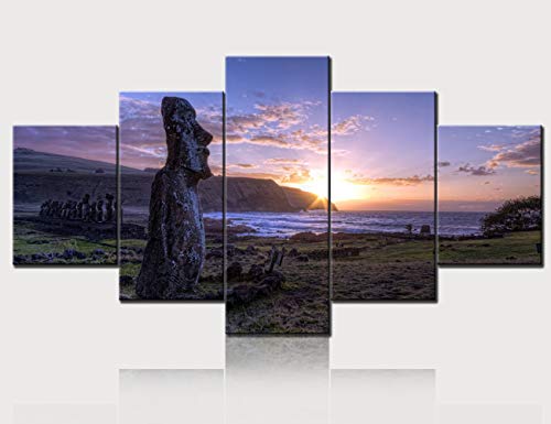 Easter islands five panel canvas
