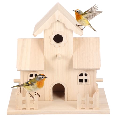 Balacoo Nido de madera para pájaros, sin acabar, sin pintar, para colgar en interiores y exteriores, para pájaros, jardín, ardilla, colibrí, loro, gorrión, pájaro, pajarito, pajarito