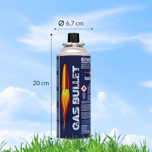 Gas Bullet ® Gaskartusche 227g passend für Gaskocher und Geräte mit Bajonett-Ventil Anschluss (MSF-1a) | Butan | Ideal für Camping/Outdoorküchen/Notfälle (12) 6