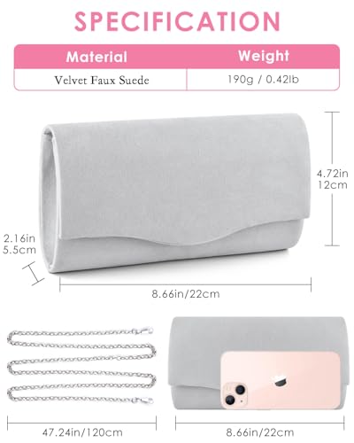 Image of TINDTOP Clutch Purses for Women, Formal Evening Bags Suede Shoulder Envelope Party Handbags Wedding Cocktail Prom Clutches
