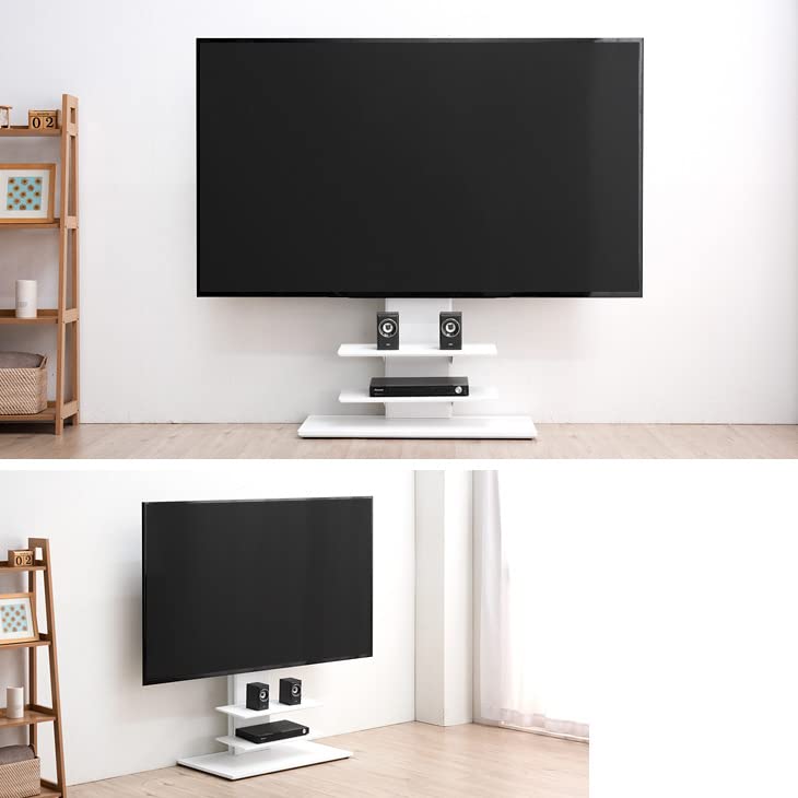 美品　タンスのゲン ホワイト テレビスタンド 棚付き Amazon｜タンスのゲン 棚板 当店テレビスタンド (45400046)専用 幅58cm