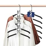 HOUSE DAY Magic Hangers 2 Pack Multilayer Anti-Slip Clothes Rack Space Saving Clothes Hangers 5 in 1 Multifunctional Adult Clothes Rack for Household Space Saver