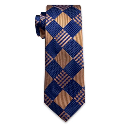 Image of YourTies Striped Plaid Ties for Men Silk Formal Necktie Set