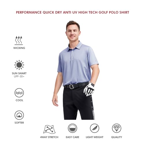 Image of Men's Golf Polo Shirts Short Sleeve Striped Performance Moisture Wicking Dry Fit Golf Shirts for Men