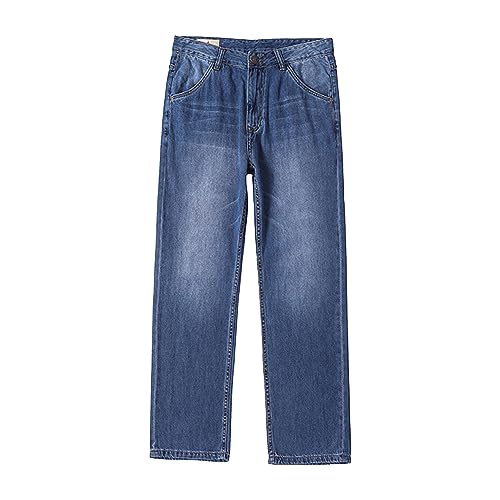 Men's Baggy Straight Leg Jeans Loose Fit Vintage Cargo Jean Pants Regular Fit Casual Plus Size Pants (48,Blue1)