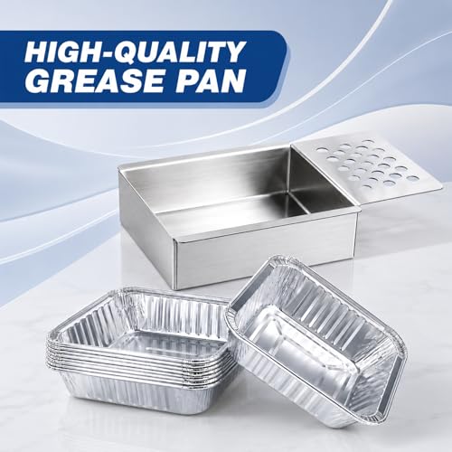 Image of SafBbcue G31PRO Grease Catch Pan Compatible with Electactic 3-Burner Propane Gas Grill with Side Burner, Grease Tray Replacement Grease Pan with 10-Pack Aluminum Drip Pans Liner