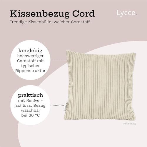 Lycce Kissenbezug Cordstoff Beige 40x40 cm - Hochwertige & Langlebige Kissenhülle für Dekokissen, Ideal für Sofa & Bett – Bild 3
