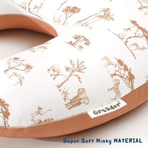 Image of GRSSDER Nursing Pillow Cover Stretchy Minky Removable Nursing Covers for Breastfeeding Pillows, Ultra Soft Comfortable Slipcover for Boy and Girls, Stylish Elk Animals Pattern