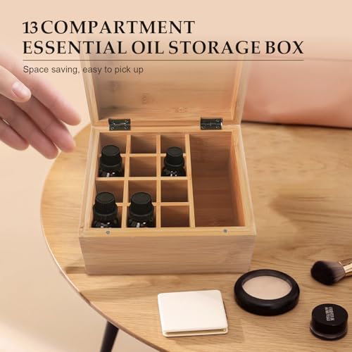 Caja de almacenamiento de madera para 13 botellas de aceites esenciales 7