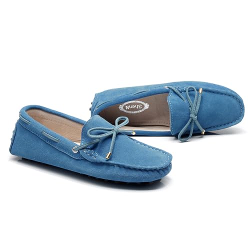 Image of ANUFER Women's Classic Suede Penny Loafers Comfort Handmade Slipper Moccasins