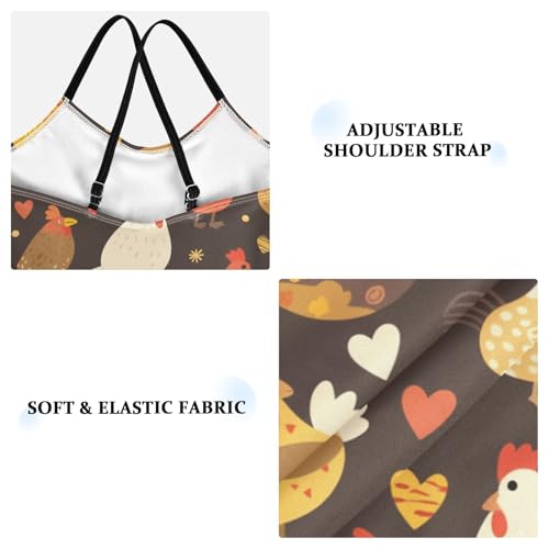 KLL Chicken Black and White Girl 1 Piece Swim Suit Beach Swimwear Adjustable Shoulder Strap UPF 50+3