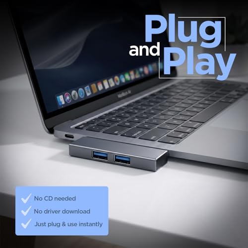 Image of UNIGEN 3-in-1 Type-C OTG USB Hub | 1 X USB 3.0 & Dual USB 2.0 Ports | 5 Mbps Fast Data Transfer | Multiport Adapter for MacBook, Laptop, Windows PC, Android Phones | Metal Body | Grey