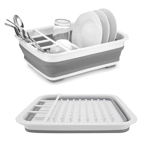 Haipky Collapsible Bowls, Plates, and Dishes Drainer - Portable Space-Saving Dish Rack for Kitchen, RV, Campers, and Travel Trailers