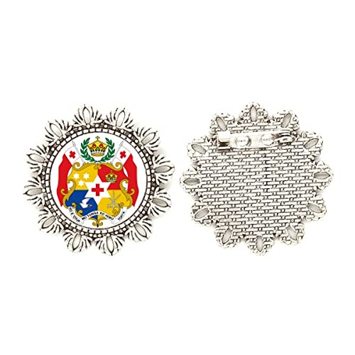 Broche de Tonga pin de plata con emblema nacional mediano