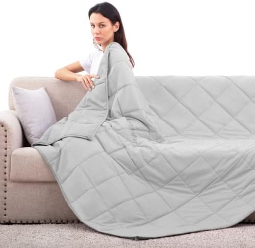 Rokduk Weighted Blanket Twin 10 Pounds 48x72 in Cooling Weighted Blanket Throw Size for Adults 1800 Brushed Microfiber Heavy Blanket with Premium Glass Beads Grey