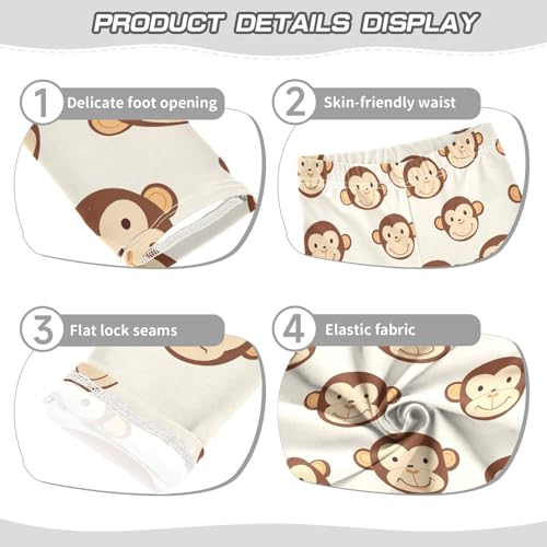 Cute Monkey Girls Leggings,Workout Leggings for Girls Toddler Athletic Legging Size for 3-10T3