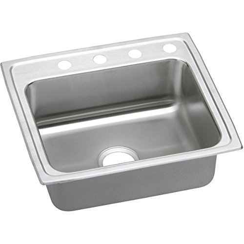 Elkao|#Elkay LRADQ2219554 calibre 18 de acero inoxidable 55.88 cm x 19.5 pulgadas x 5.Inch fregadero de cocina de montaje superior, 4 agujeros para grifo,