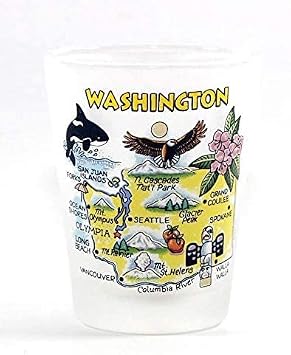 World By Shotglass Washington Map Frosted Shot Glass