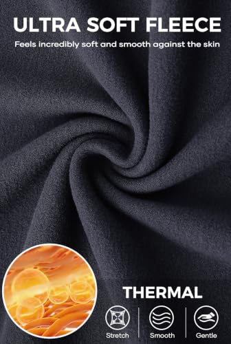 Image of Herberton Mens Mock Turtleneck Shirts Thermal Fleece Casual Undershirt | Mockneck, Long Sleeve, Warm Fleeced, Regular Fit, Soft Feel, Stretchy, Solid Color, Embroidery Design, Cold Weather, S-2XL