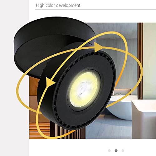 Image of LED Ceiling Spotlight Indoor Dimmable - Tuya Smart Life 360 Adjustable 12W COB Ceiling Downlight Aluminum Hard Wired For Bedrooms Rooms Corridors Painting Background Walls (Black, C (2.36 inch*3.93 inch))