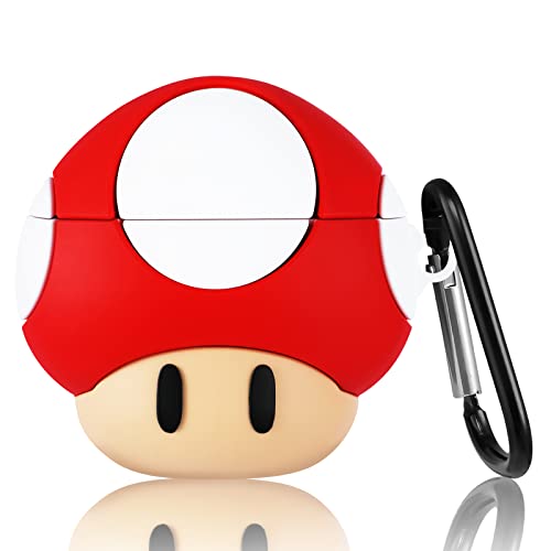 Joysolar For Airpod 1&2 Case Cute Cartoon 3D Soft Silicone Air Pods Funny Cover Kawaii Fun Cool Keychain Design Shell Food Fashion Stylish Girls Kids Teens Women Cases For Airpods (Mushroom) #TOP5
