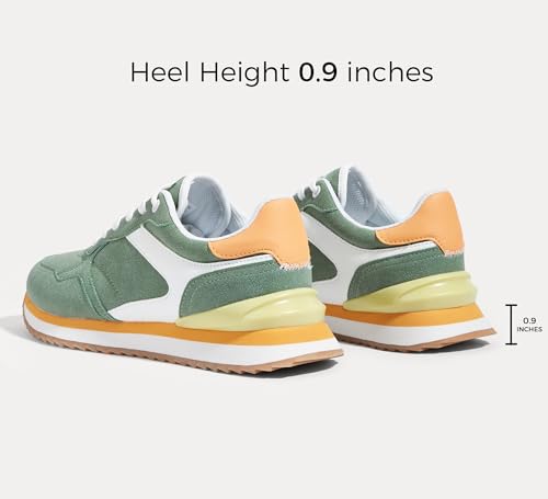 Image of LUCKY STEP Women's Platform Fashion Sneakers Suede Colorful Colorblock Stylish Retro Casual Neutral Tennis Running Footwear Walking Shoes