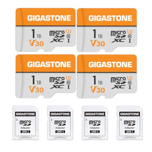 Image of GIGASTONE 1TB Micro SD Card 4-Pack, A1 V30 4K Video Recording, Surveillance, Security Camera, Action Camera, Drone, 140MB /s MicroSDXC Memory Card UHS-I V30 Class 10