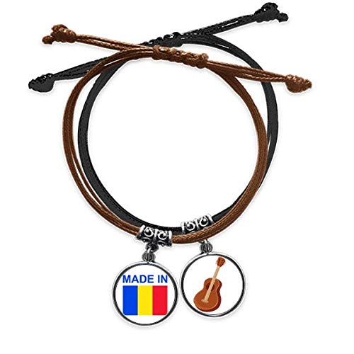 Pulsera de cuero de Rumanía con acabado artesanal de guitarra
