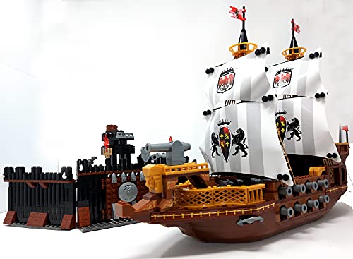 Modbrix Bausteine Schiff, 850 TLG. Klemmbausteine Set mit Segelschiff und Piraten Fort – Bild 5