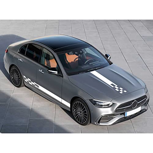 Qianbao 5 Pieces Vinyl Car Side Sticker Rear View Mirror Stickers Auto Hood Sticker Body Racing Sports Decals Set Stripe Graphics Body Sports Decoration Decals White #TOP5