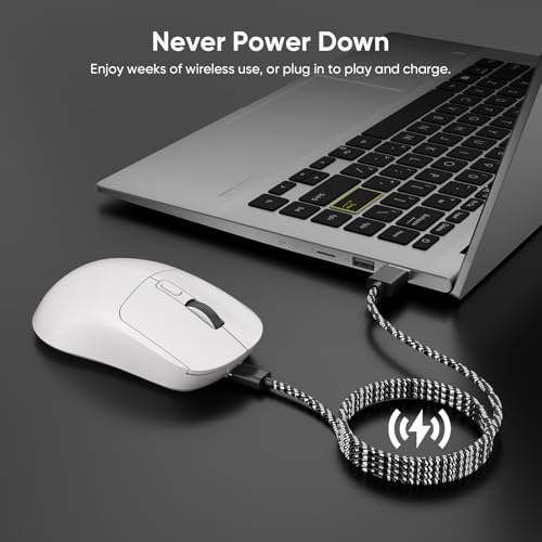 Image of MELOGAGA 3-Mode Wireless Gaming Mouse, 2.4G /Bluetooth 5.4 /USB-C Game Mice with 8 Adjustable DPI, Ergonomic Rechargeable Computer Mouse for PC, Mac, PS5, Tablet -White